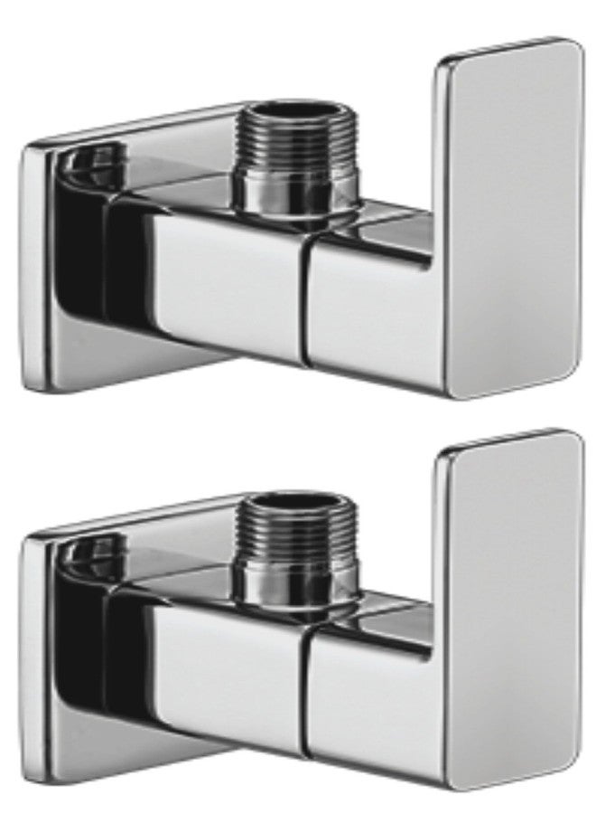 صمام زاوية نحاسي من DRIZZLE Cubix لحنفيات الحمامات، وسخانات المياه، وتوصيلات أحواض الغسيل (فضي، تشطيب كروم، قطعتان)